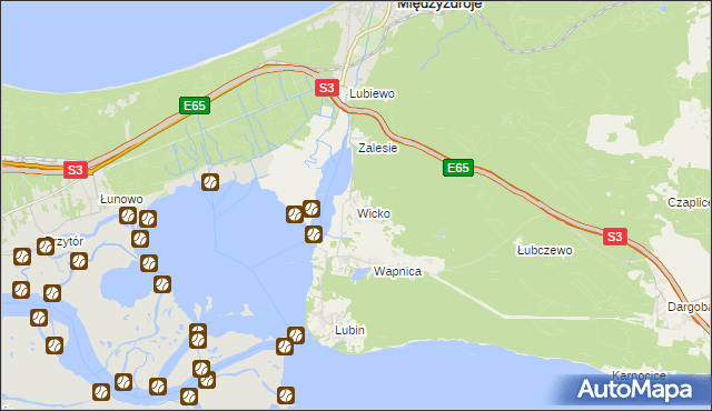 mapa Wicko gmina Międzyzdroje, Wicko gmina Międzyzdroje na mapie Targeo