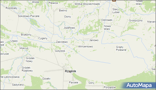 mapa Wincentowo gmina Rząśnik, Wincentowo gmina Rząśnik na mapie Targeo