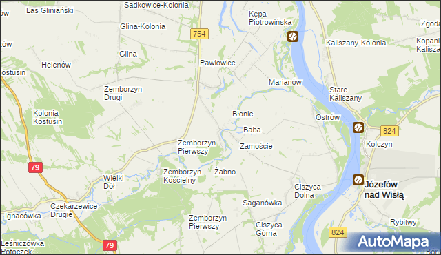 mapa Wola Pawłowska gmina Solec nad Wisłą, Wola Pawłowska gmina Solec nad Wisłą na mapie Targeo