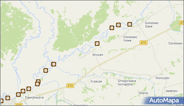 mapa Wroceń, Wroceń na mapie Targeo