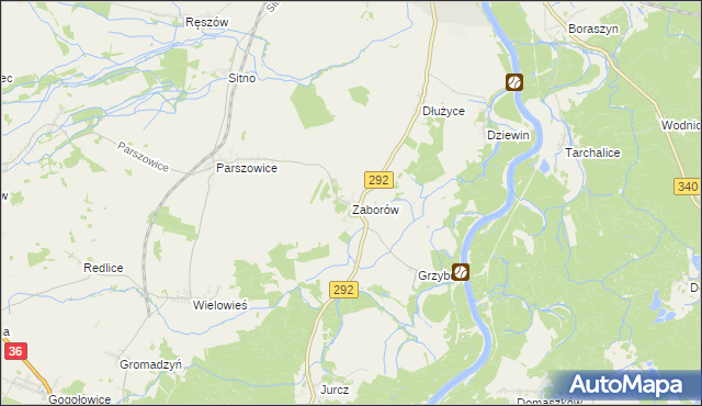 mapa Zaborów gmina Ścinawa, Zaborów gmina Ścinawa na mapie Targeo