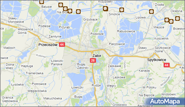 mapa Zator powiat oświęcimski, Zator powiat oświęcimski na mapie Targeo