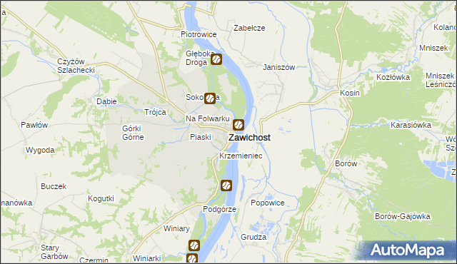 mapa Zawichost, Zawichost na mapie Targeo