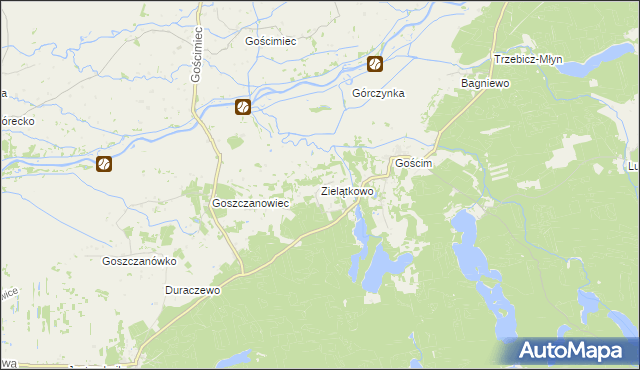 mapa Zielątkowo gmina Drezdenko, Zielątkowo gmina Drezdenko na mapie Targeo