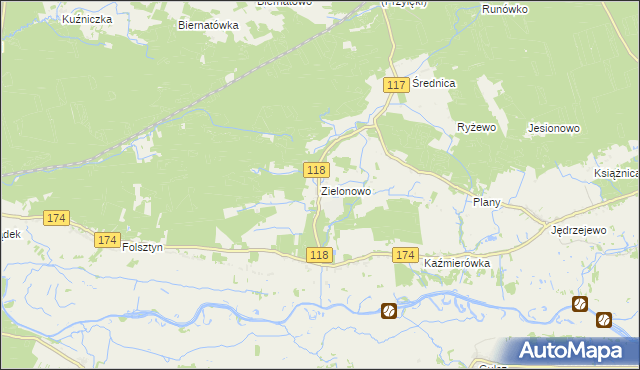 mapa Zielonowo gmina Wieleń, Zielonowo gmina Wieleń na mapie Targeo