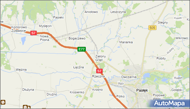 mapa Zielony Grąd, Zielony Grąd na mapie Targeo