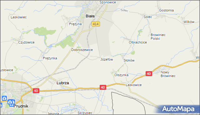 mapa Józefów gmina Biała, Józefów gmina Biała na mapie Targeo