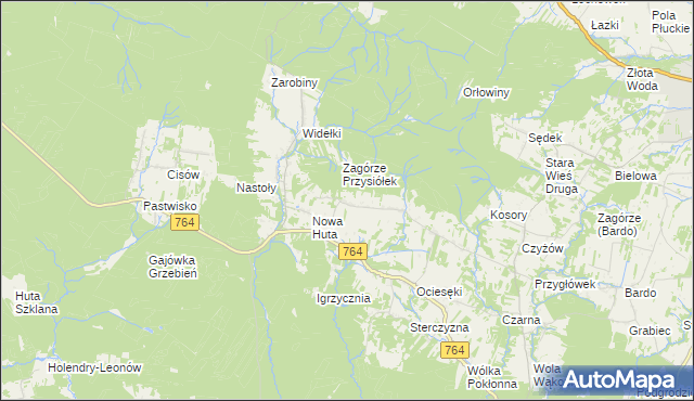 mapa Koziel gmina Raków, Koziel gmina Raków na mapie Targeo