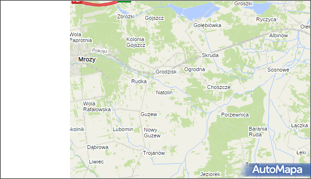 mapa Natolin gmina Mrozy, Natolin gmina Mrozy na mapie Targeo
