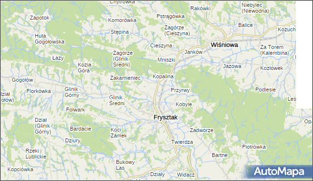 mapa Pułanki gmina Frysztak, Pułanki gmina Frysztak na mapie Targeo