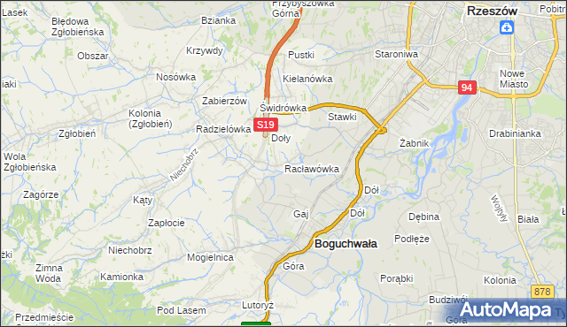 mapa Racławówka, Racławówka na mapie Targeo