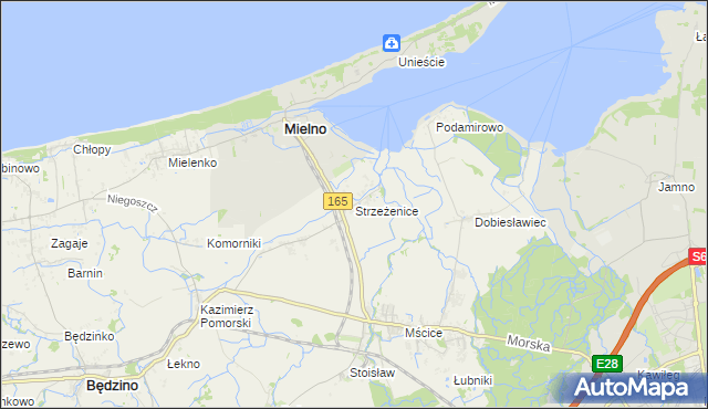 mapa Strzeżenice, Strzeżenice na mapie Targeo