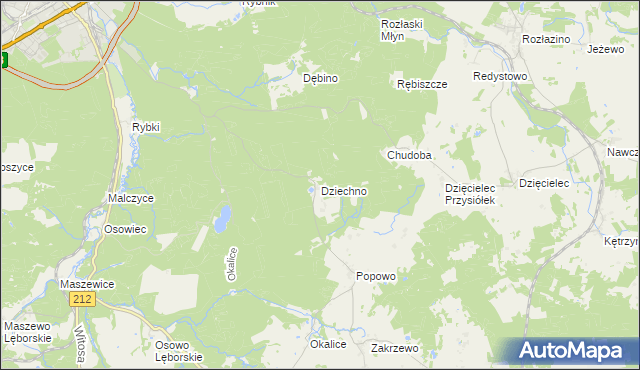 mapa Dziechno, Dziechno na mapie Targeo