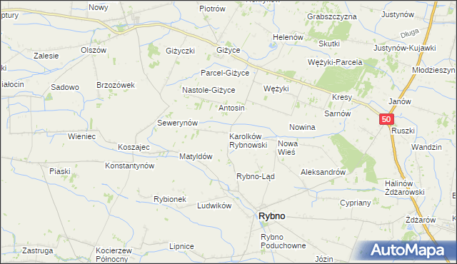 mapa Karolków Rybnowski, Karolków Rybnowski na mapie Targeo