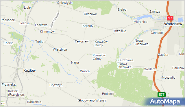 mapa Kowalów Górny, Kowalów Górny na mapie Targeo