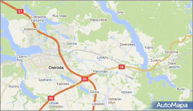 mapa Lubajny, Lubajny na mapie Targeo