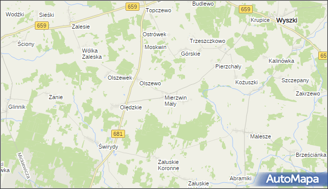 mapa Mierzwin Mały, Mierzwin Mały na mapie Targeo