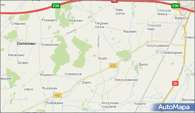 mapa Mystki gmina Nekla, Mystki gmina Nekla na mapie Targeo