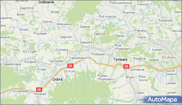 mapa Podłopień, Podłopień na mapie Targeo