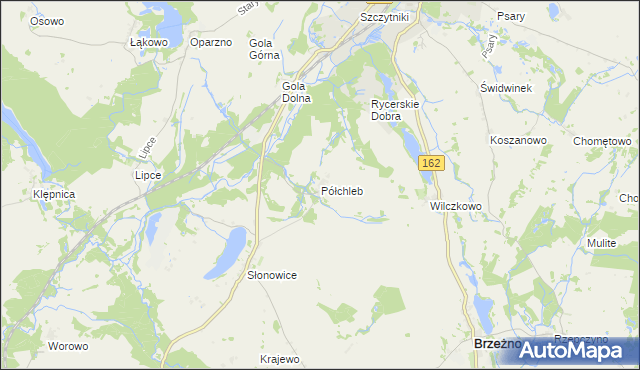 mapa Półchleb, Półchleb na mapie Targeo