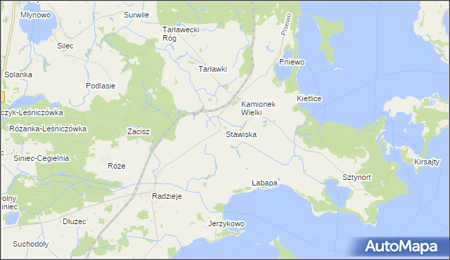 mapa Stawiska gmina Węgorzewo, Stawiska gmina Węgorzewo na mapie Targeo