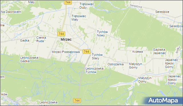 mapa Tychów Stary, Tychów Stary na mapie Targeo