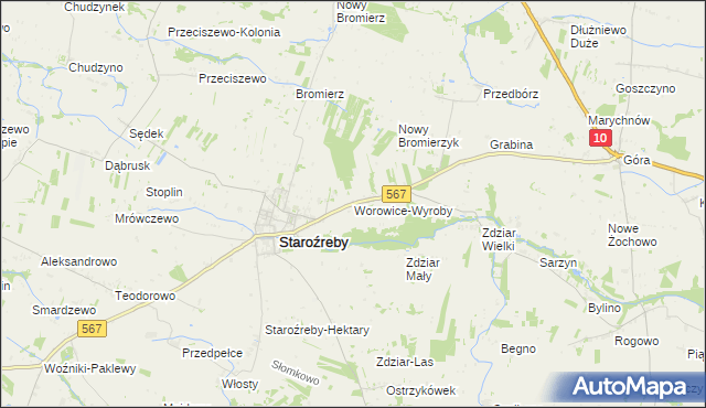 mapa Worowice-Wyroby, Worowice-Wyroby na mapie Targeo