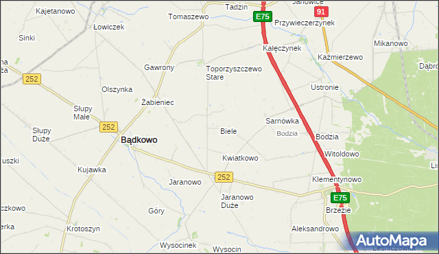 mapa Biele gmina Bądkowo, Biele gmina Bądkowo na mapie Targeo