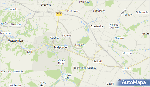 mapa Cynków gmina Nałęczów, Cynków gmina Nałęczów na mapie Targeo