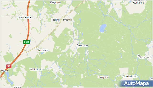 mapa Darszyce, Darszyce na mapie Targeo