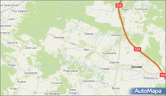 mapa Jata gmina Jeżowe, Jata gmina Jeżowe na mapie Targeo