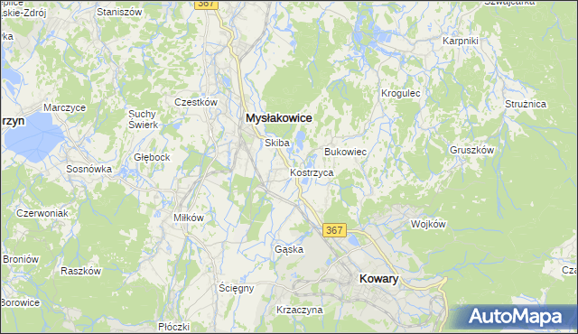 mapa Kostrzyca, Kostrzyca na mapie Targeo