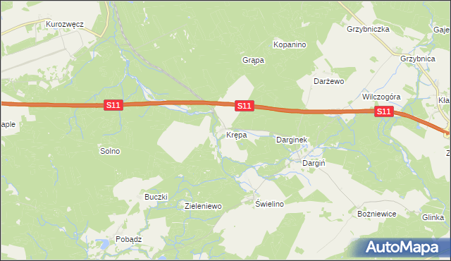 mapa Krępa gmina Bobolice, Krępa gmina Bobolice na mapie Targeo