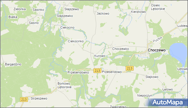 mapa Kurowo gmina Choczewo, Kurowo gmina Choczewo na mapie Targeo