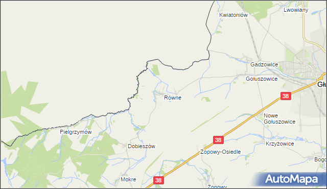 mapa Równe gmina Głubczyce, Równe gmina Głubczyce na mapie Targeo