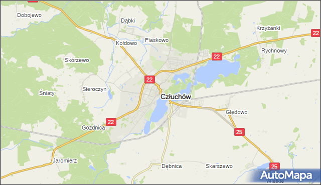 mapa Człuchów, Człuchów na mapie Targeo