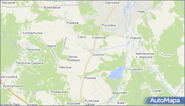 mapa Drochlin gmina Lelów, Drochlin gmina Lelów na mapie Targeo