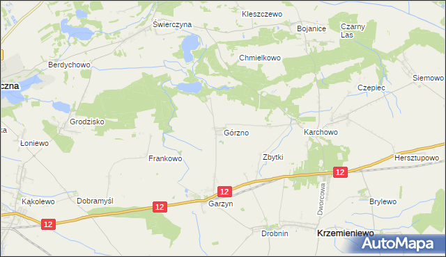 mapa Górzno gmina Krzemieniewo, Górzno gmina Krzemieniewo na mapie Targeo