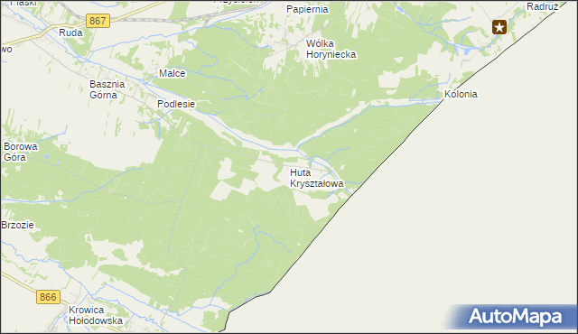 mapa Huta Kryształowa, Huta Kryształowa na mapie Targeo