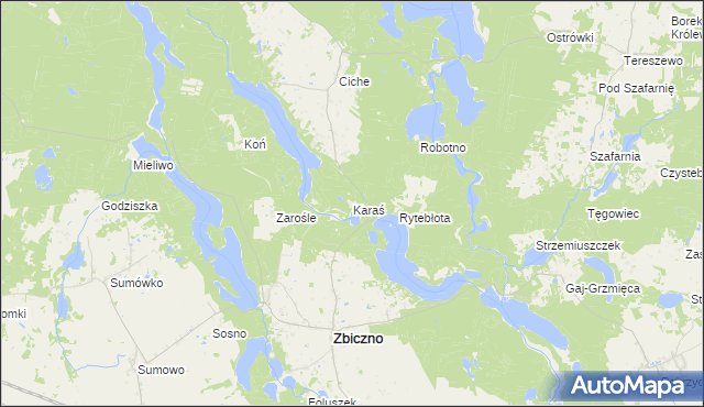 mapa Karaś gmina Zbiczno, Karaś gmina Zbiczno na mapie Targeo