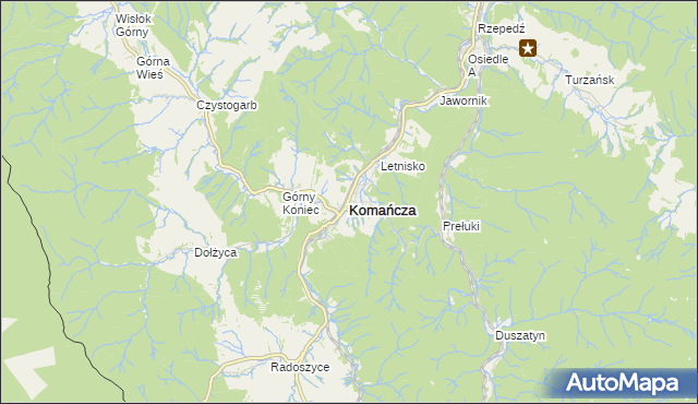 mapa Komańcza, Komańcza na mapie Targeo