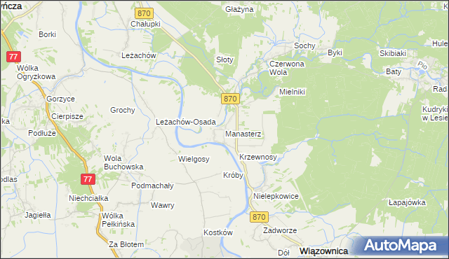 mapa Manasterz gmina Wiązownica, Manasterz gmina Wiązownica na mapie Targeo