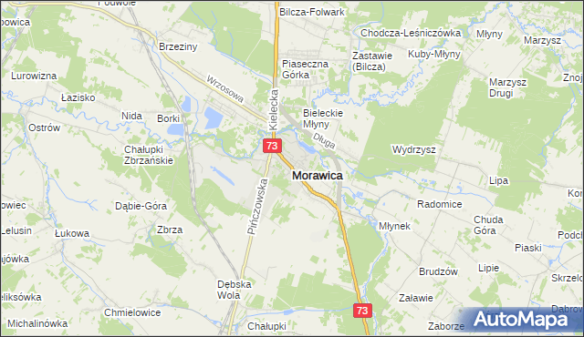 mapa Morawica powiat kielecki, Morawica powiat kielecki na mapie Targeo