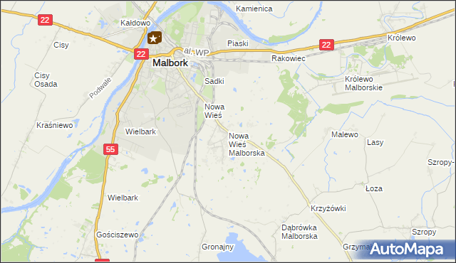 mapa Nowa Wieś Malborska, Nowa Wieś Malborska na mapie Targeo