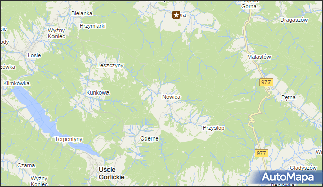 mapa Nowica gmina Uście Gorlickie, Nowica gmina Uście Gorlickie na mapie Targeo