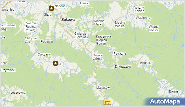 mapa Ropica Górna, Ropica Górna na mapie Targeo