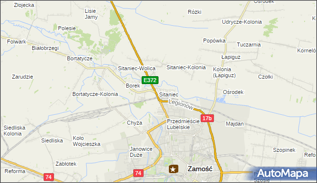 mapa Sitaniec, Sitaniec na mapie Targeo