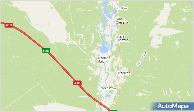 mapa Trzebień Mały, Trzebień Mały na mapie Targeo