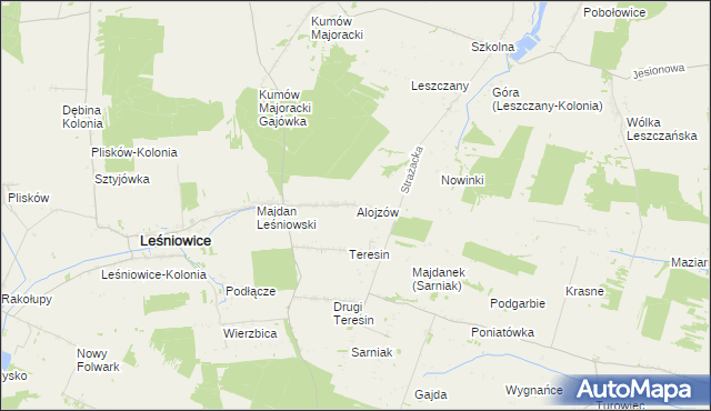 mapa Alojzów gmina Leśniowice, Alojzów gmina Leśniowice na mapie Targeo