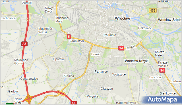 mapa Borek gmina Wrocław, Borek gmina Wrocław na mapie Targeo